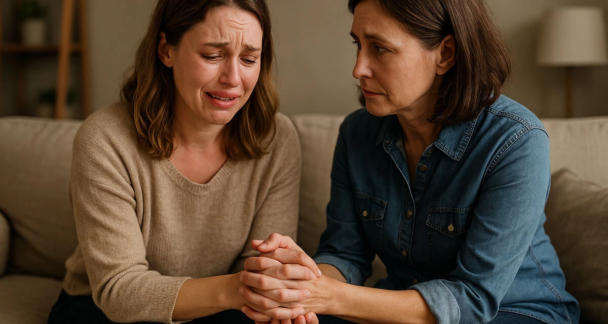 Condivisione emotiva in un contesto familiare, simbolo del momento in cui si trova il coraggio di chiedere aiuto