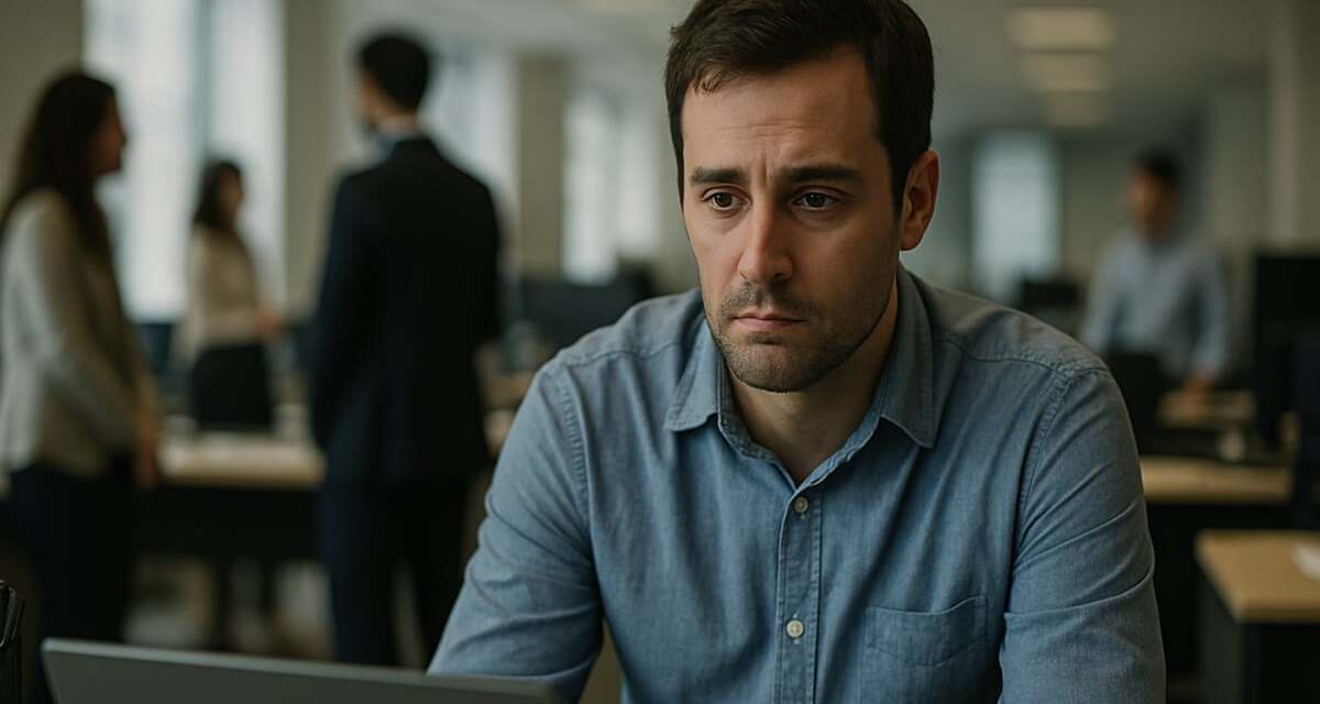 uomo con lo sguardo perso nel vuoto, l’immagine rappresenta l’isolamento sociale e le difficoltà lavorative