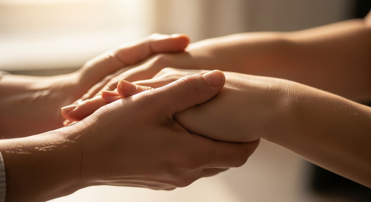 Mani che si sostengono simbolo di supporto psicologico contro la violenza sulle donne